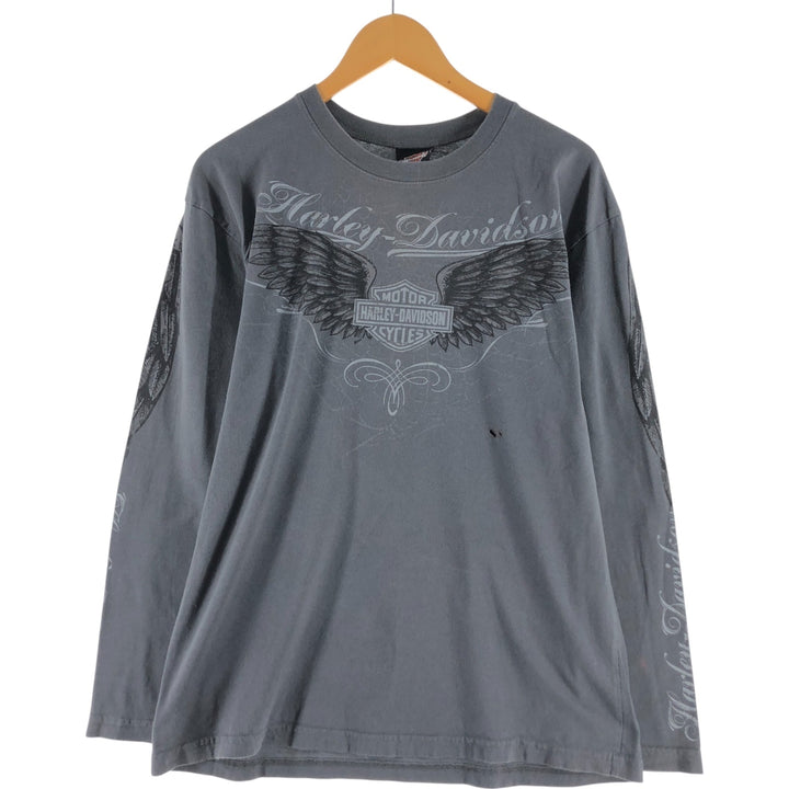 00'S Harley-Davidson Long Sleeve T-Shirt Made in USA Men's Size L cotton gray type Vintage Second Hand