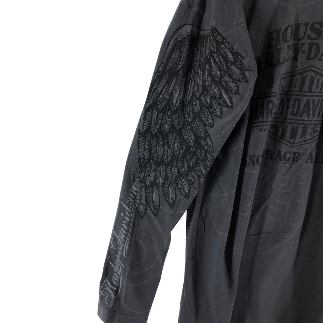 00'S Harley-Davidson Long Sleeve T-Shirt Made in USA Men's Size L cotton gray type Vintage Second Hand