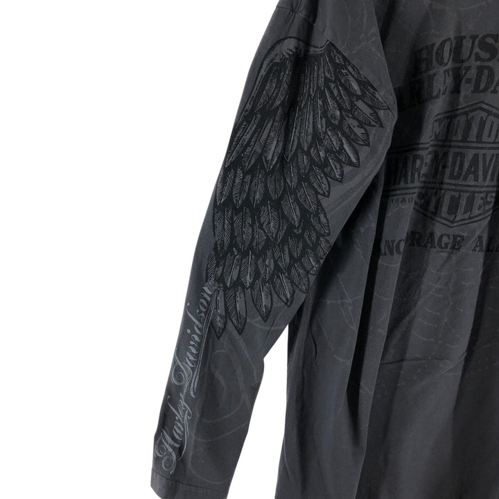 00'S Harley-Davidson Long Sleeve T-Shirt Made in USA Men's Size L cotton gray type Vintage Second Hand