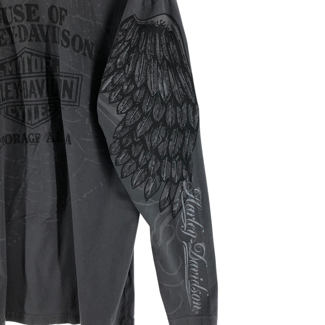 00'S Harley-Davidson Long Sleeve T-Shirt Made in USA Men's Size L cotton gray type Vintage Second Hand