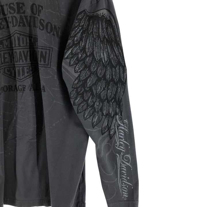 00'S Harley-Davidson Long Sleeve T-Shirt Made in USA Men's Size L cotton gray type Vintage Second Hand