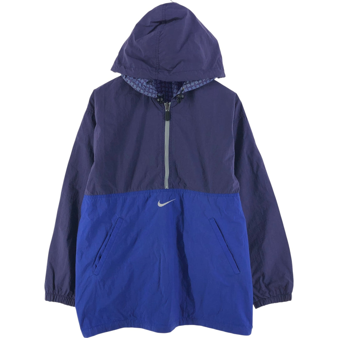 90'S Nike all-over print reversible half-zip nylon pullover hoodie, men's size L, vintage Nylon purple type Vintage Second Hand