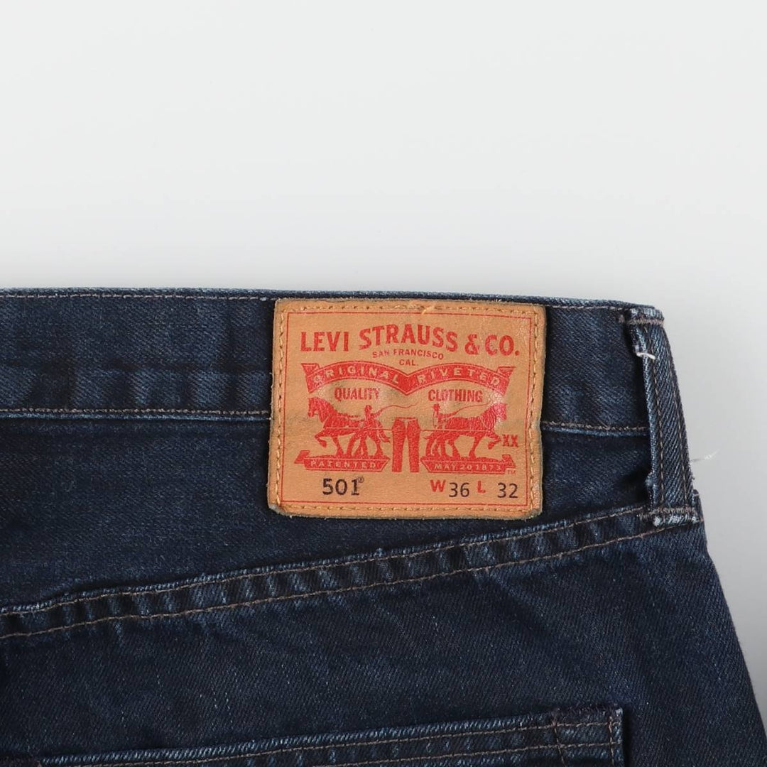 Dark navy Levi's 501 straight denim pants for men, size W37 cotton blue type Vintage Second Hand