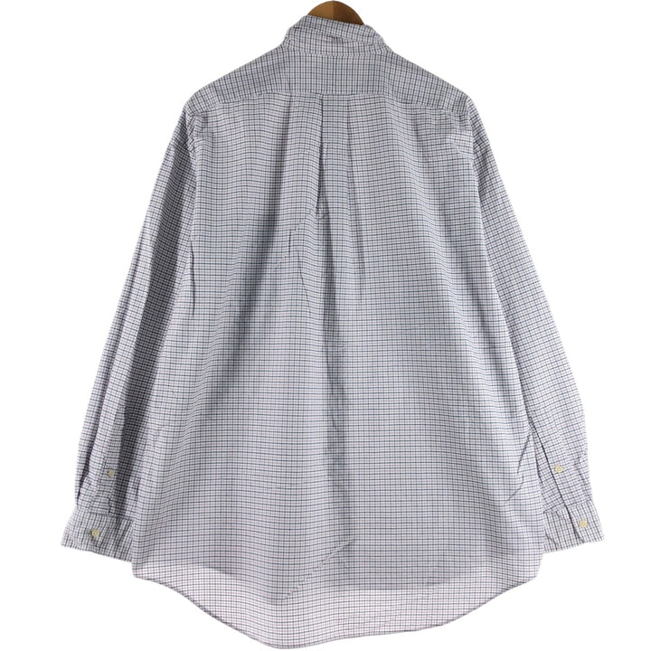 Ralph Lauren BIG SHIRT Long sleeve button-down check shirt Men's L size cotton white type Vintage Second Hand