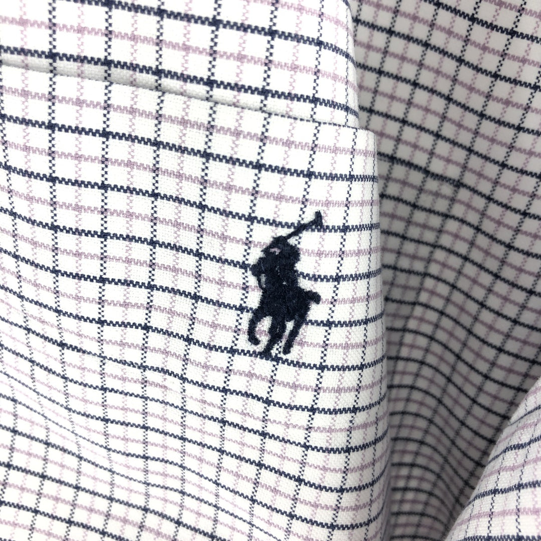Ralph Lauren BIG SHIRT Long sleeve button-down check shirt Men's L size cotton white type Vintage Second Hand