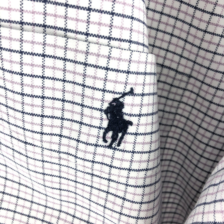 Ralph Lauren BIG SHIRT Long sleeve button-down check shirt Men's L size cotton white type Vintage Second Hand