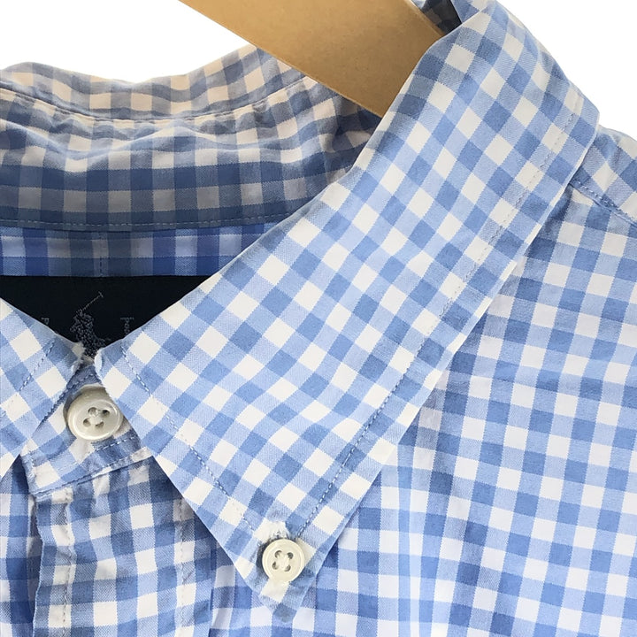 Ralph Lauren Classic Fit Gingham Check Long Sleeve Button Down Check Shirt Men's XL cotton Blue type light blue Vintage Second Hand
