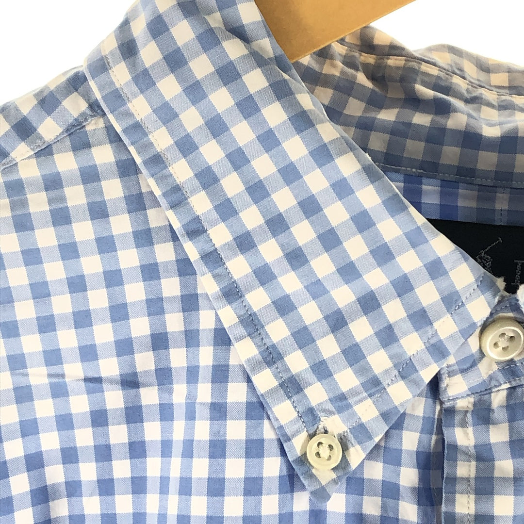 Ralph Lauren Classic Fit Gingham Check Long Sleeve Button Down Check Shirt Men's XL cotton Blue type light blue Vintage Second Hand