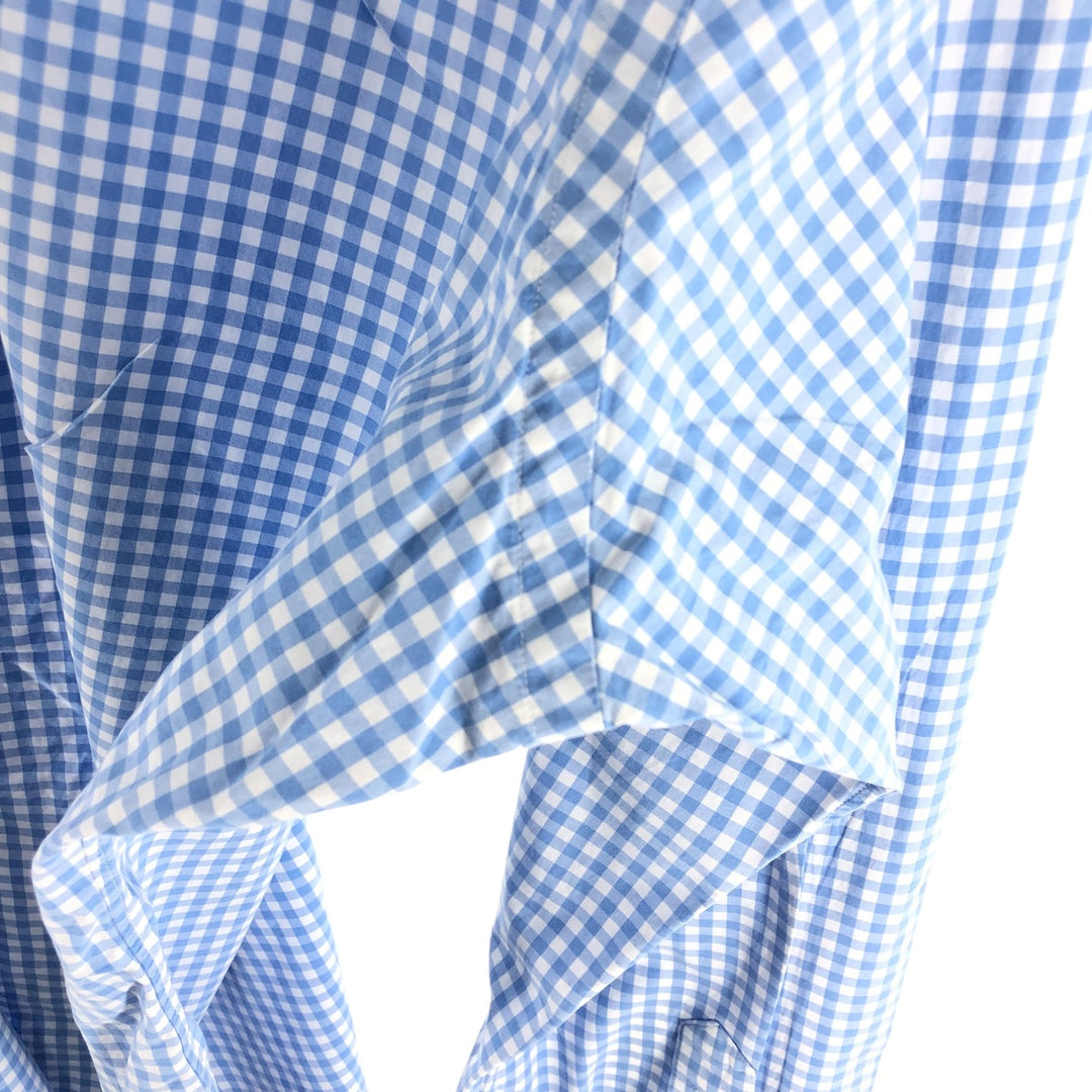 Ralph Lauren Classic Fit Gingham Check Long Sleeve Button Down Check Shirt Men's XL cotton Blue type light blue Vintage Second Hand