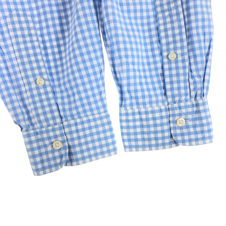 Ralph Lauren Classic Fit Gingham Check Long Sleeve Button Down Check Shirt Men's XL cotton Blue type light blue Vintage Second Hand