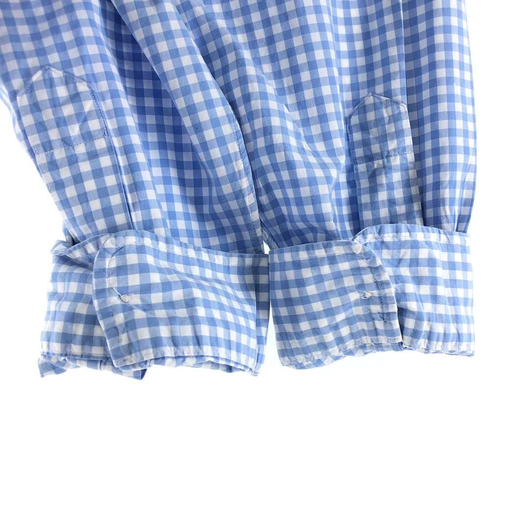 Ralph Lauren Classic Fit Gingham Check Long Sleeve Button Down Check Shirt Men's XL cotton Blue type light blue Vintage Second Hand