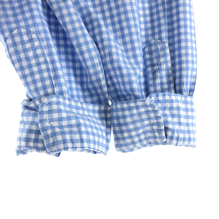Ralph Lauren Classic Fit Gingham Check Long Sleeve Button Down Check Shirt Men's XL cotton Blue type light blue Vintage Second Hand