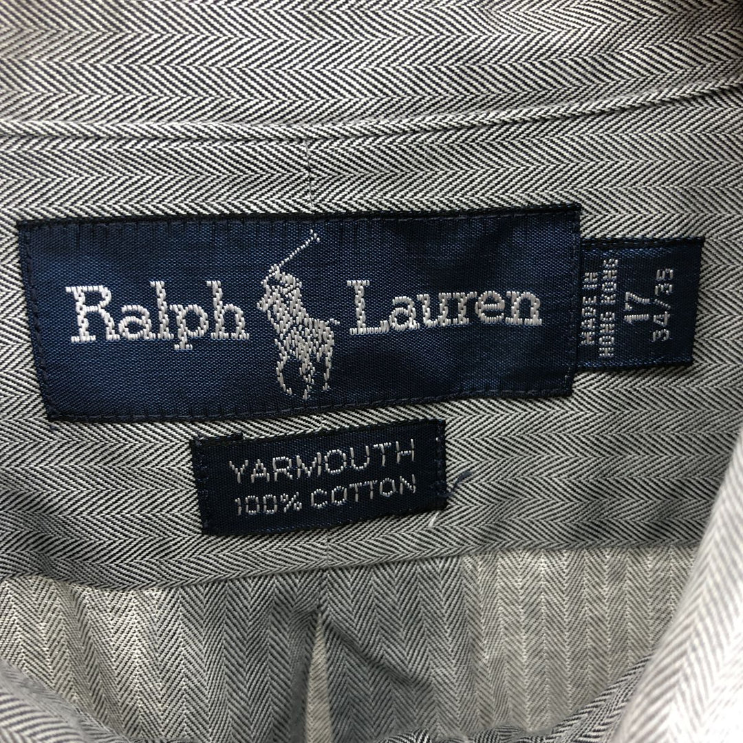 Ralph Lauren YARMOUTH Herringbone Short Sleeve Button Down Shirt Men's XL cotton gray type Vintage Second Hand