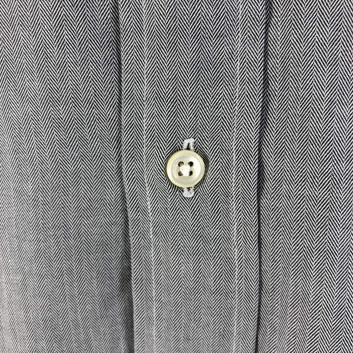 Ralph Lauren YARMOUTH Herringbone Short Sleeve Button Down Shirt Men's XL cotton gray type Vintage Second Hand