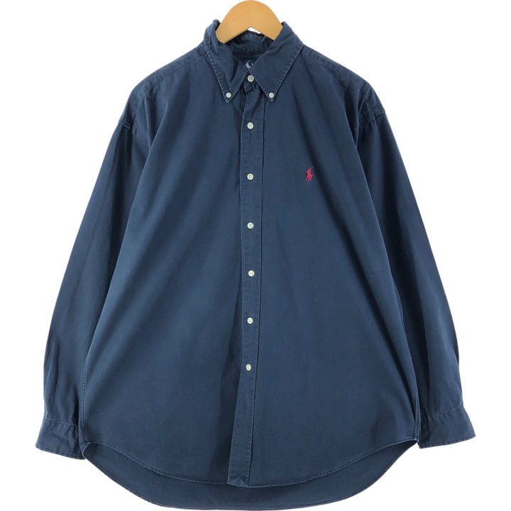 Ralph Lauren BLAKE long sleeve button down shirt, men's size L cotton navy blue type Vintage Second Hand