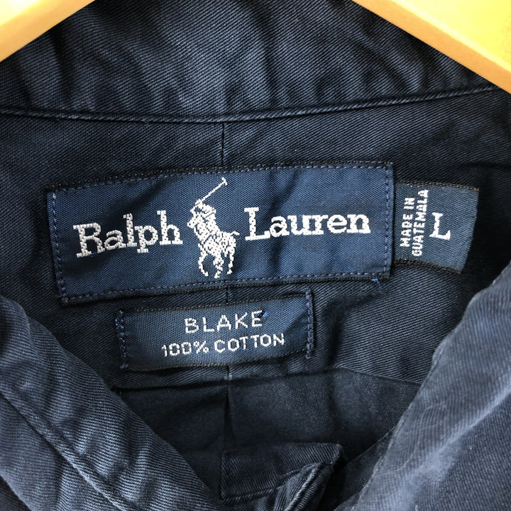 Ralph Lauren BLAKE long sleeve button down shirt, men's size L cotton navy blue type Vintage Second Hand