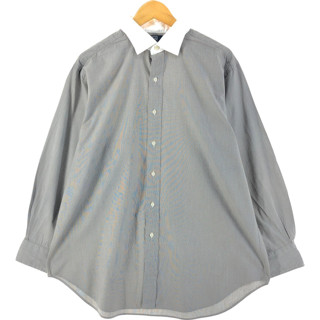 Ralph Lauren POLO by Ralph Lauren PHILIP Long Sleeve Cotton Shirt Cleric Shirt Men's XL cotton gray type Vintage Second Hand
