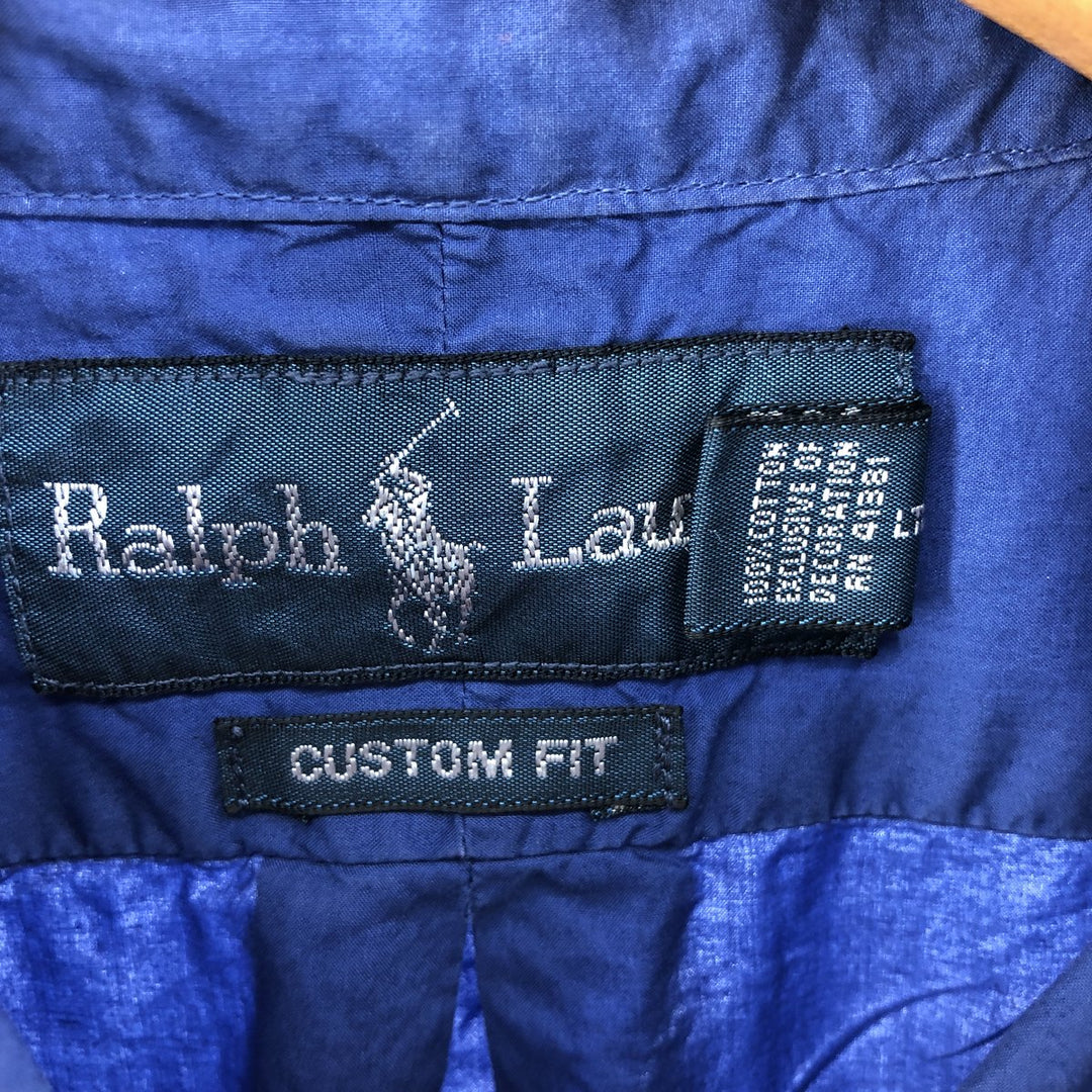 Ralph Lauren CUSTOM FIT long sleeve button down shirt, men's size L cotton navy blue type Vintage Second Hand