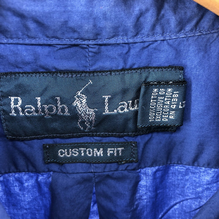 Ralph Lauren CUSTOM FIT long sleeve button down shirt, men's size L cotton navy blue type Vintage Second Hand