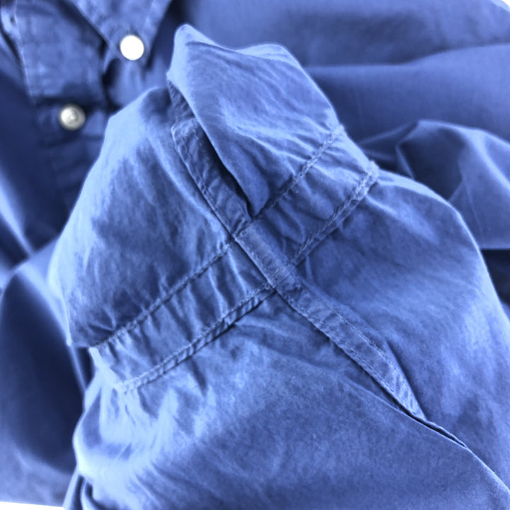 Ralph Lauren CUSTOM FIT long sleeve button down shirt, men's size L cotton navy blue type Vintage Second Hand