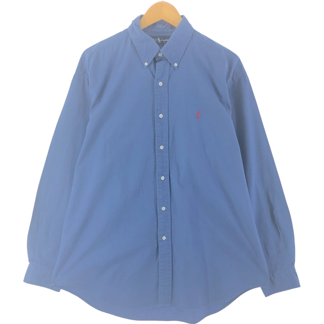 Ralph Lauren BLAIRE long sleeve button down shirt, men's size L cotton navy blue type Vintage Second Hand