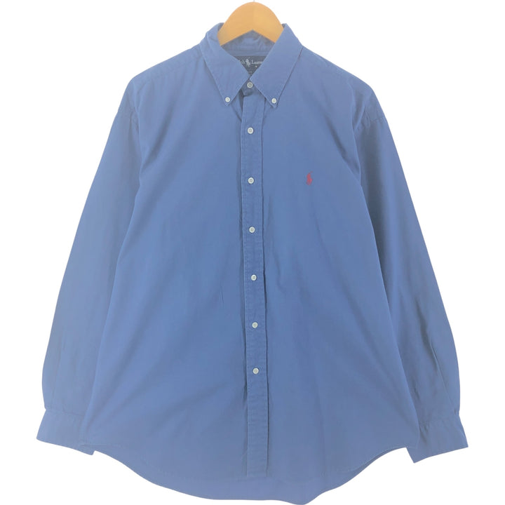 Ralph Lauren BLAIRE long sleeve button down shirt, men's size L cotton navy blue type Vintage Second Hand