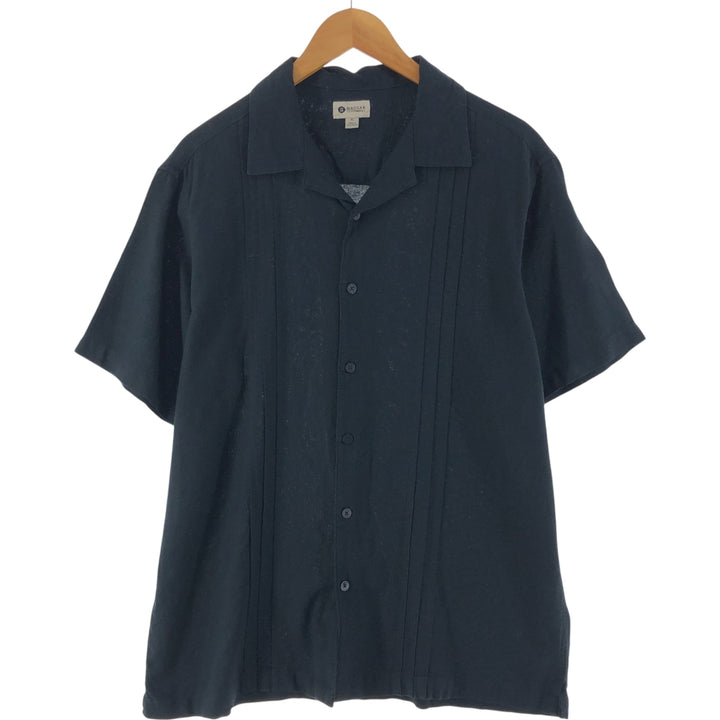 Haggar Clothing Short Sleeve Open Collar Linen Shirt Box Shirt Men's XL linen black type Vintage Second Hand