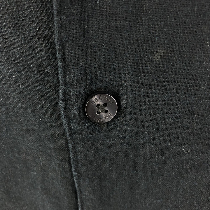 Haggar Clothing Short Sleeve Open Collar Linen Shirt Box Shirt Men's XL linen black type Vintage Second Hand