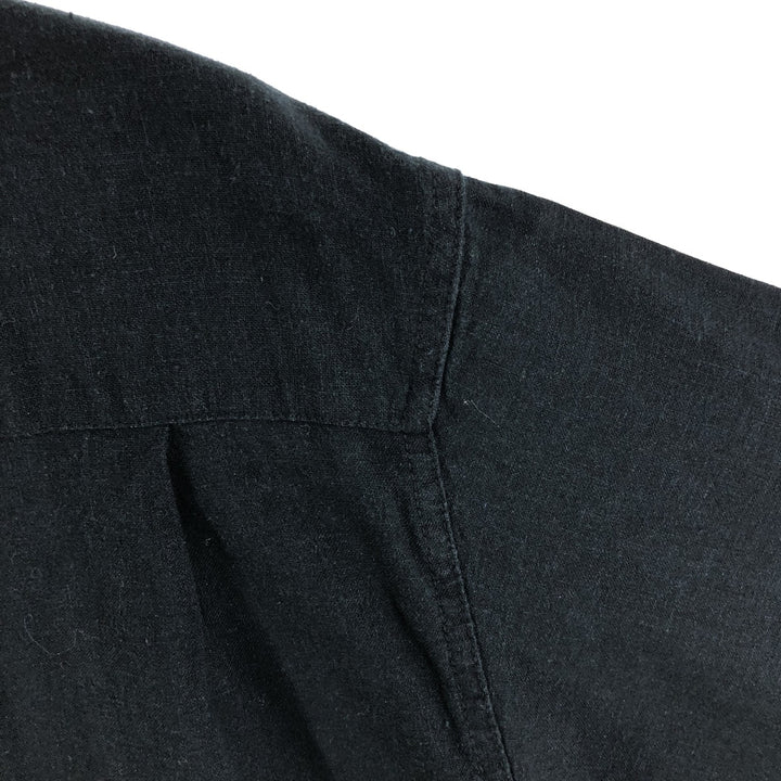 Haggar Clothing Short Sleeve Open Collar Linen Shirt Box Shirt Men's XL linen black type Vintage Second Hand