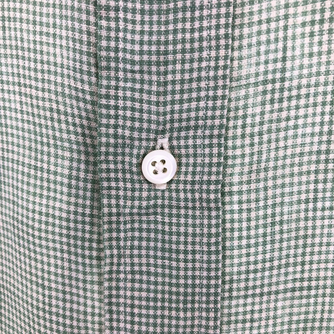 Ralph Lauren Check Pattern Short Sleeve Linen Button Down Shirt Men's XXL linen green type Vintage Second Hand
