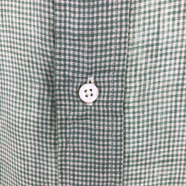 Ralph Lauren Check Pattern Short Sleeve Linen Button Down Shirt Men's XXL linen green type Vintage Second Hand