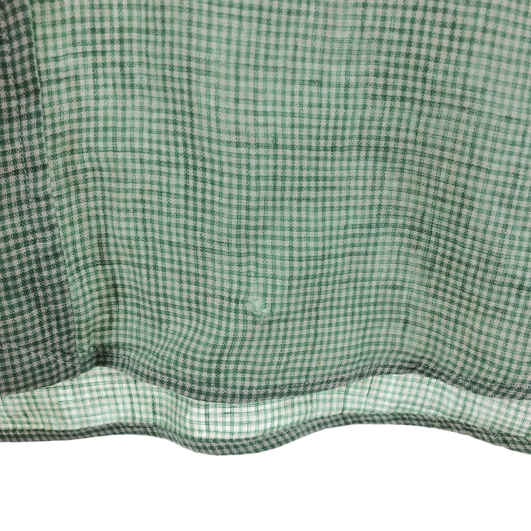 Ralph Lauren Check Pattern Short Sleeve Linen Button Down Shirt Men's XXL linen green type Vintage Second Hand