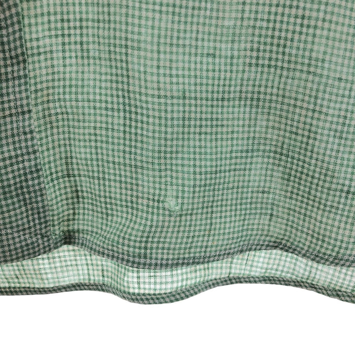 Ralph Lauren Check Pattern Short Sleeve Linen Button Down Shirt Men's XXL linen green type Vintage Second Hand