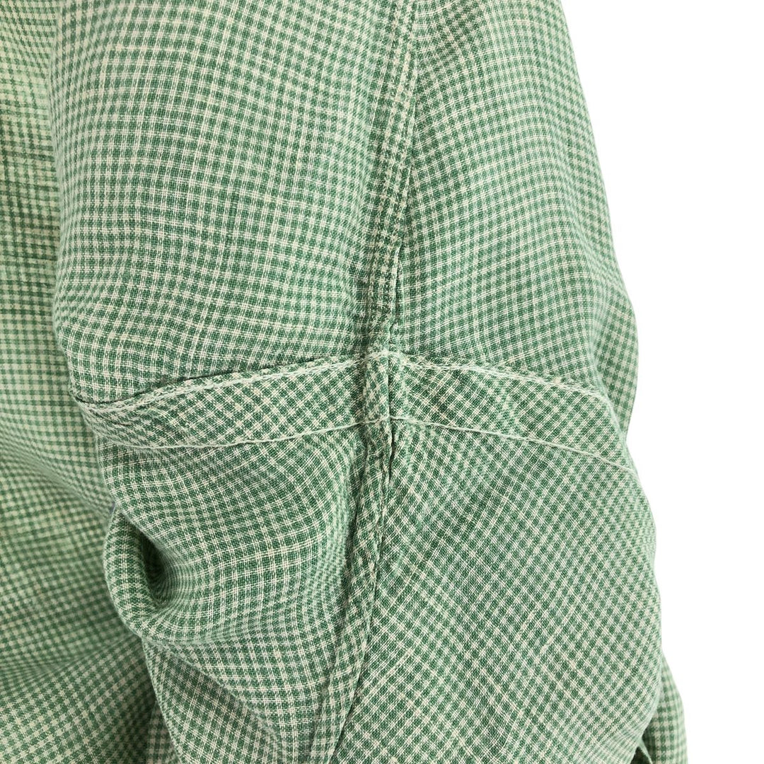 Ralph Lauren Check Pattern Short Sleeve Linen Button Down Shirt Men's XXL linen green type Vintage Second Hand