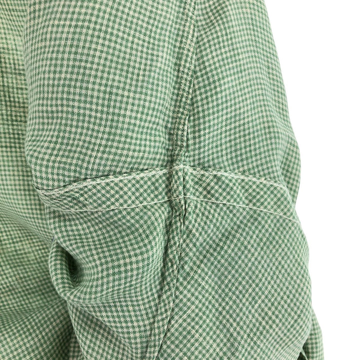 Ralph Lauren Check Pattern Short Sleeve Linen Button Down Shirt Men's XXL linen green type Vintage Second Hand