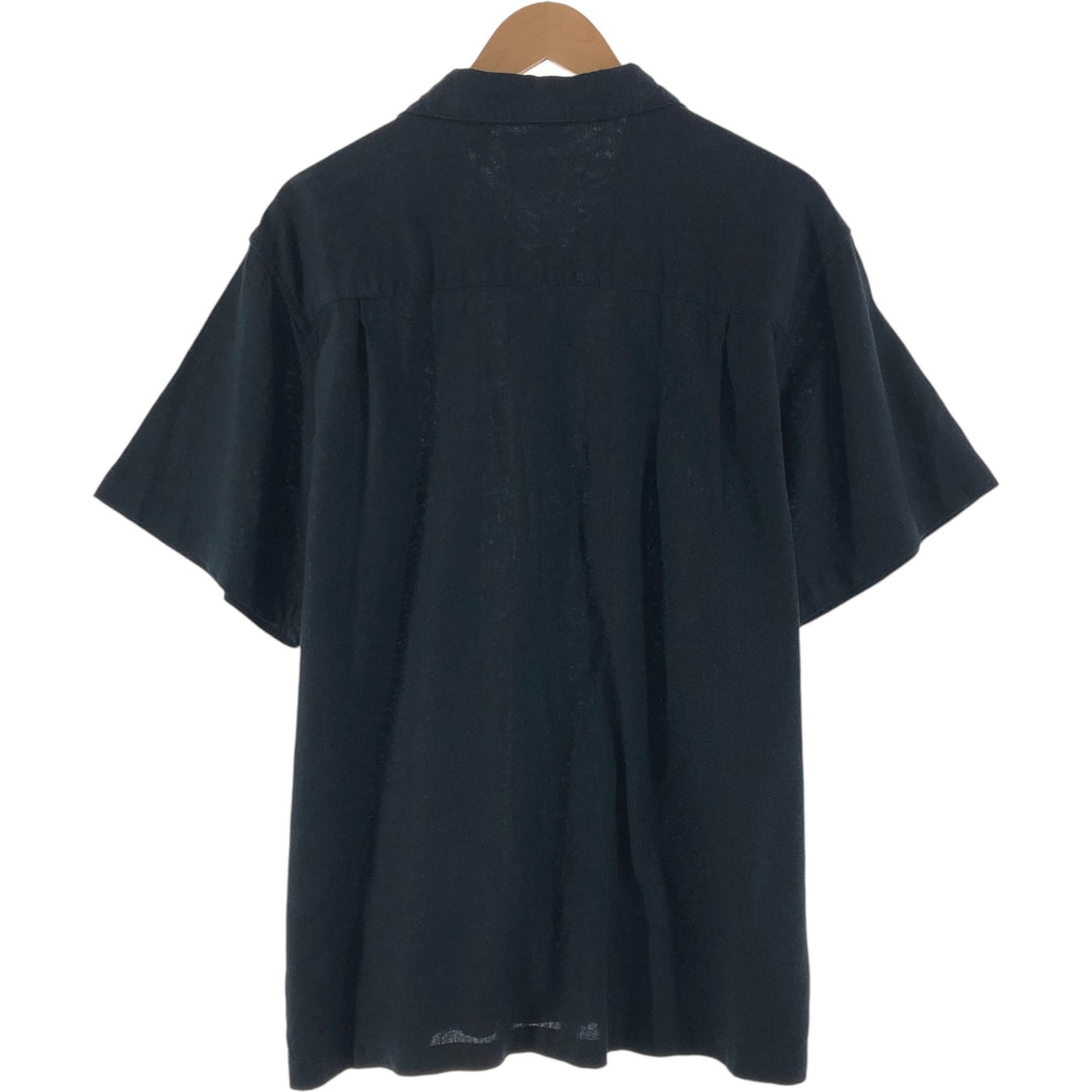 Haggar Washable Linen Short Sleeve Open Collar Linen Shirt Box Shirt Men's XL Size linen black type Vintage Second Hand