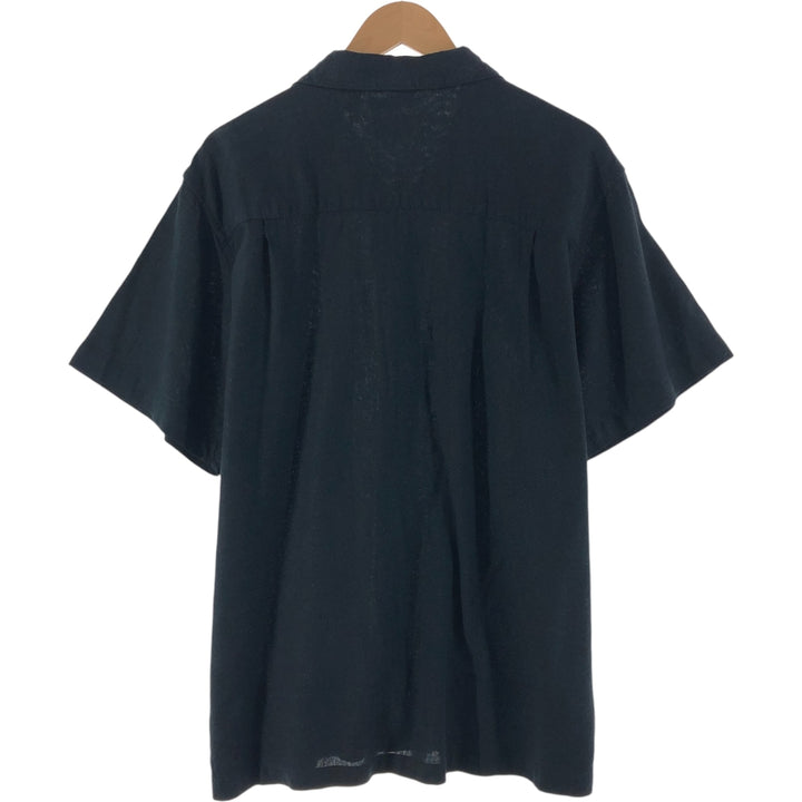 Haggar Washable Linen Short Sleeve Open Collar Linen Shirt Box Shirt Men's XL Size linen black type Vintage Second Hand