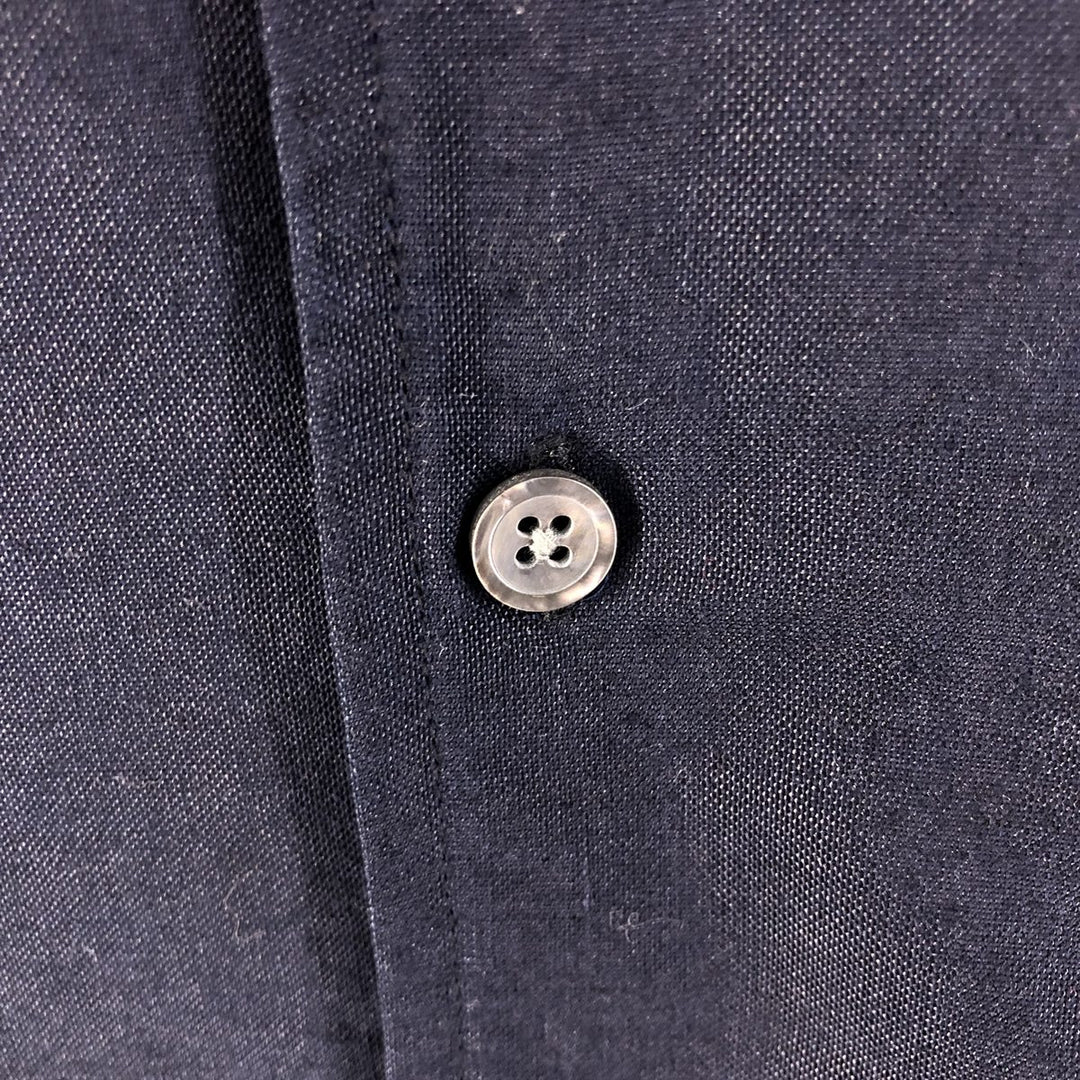 Oleg Cassini short sleeve open collar linen shirt box shirt men's M size linen navy blue type Vintage Second Hand
