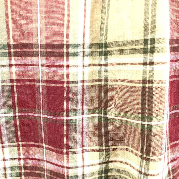90'S Ralph Lauren CHAPS Check Pattern Short Sleeve Linen Button Down Shirt Men's Size L Vintage linen multicolor Vintage Second Hand
