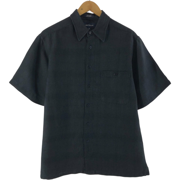 MARC EDWARDS Short Sleeve Linen Shirt, Box Shirt, Men's M Size linen black type Vintage Second Hand