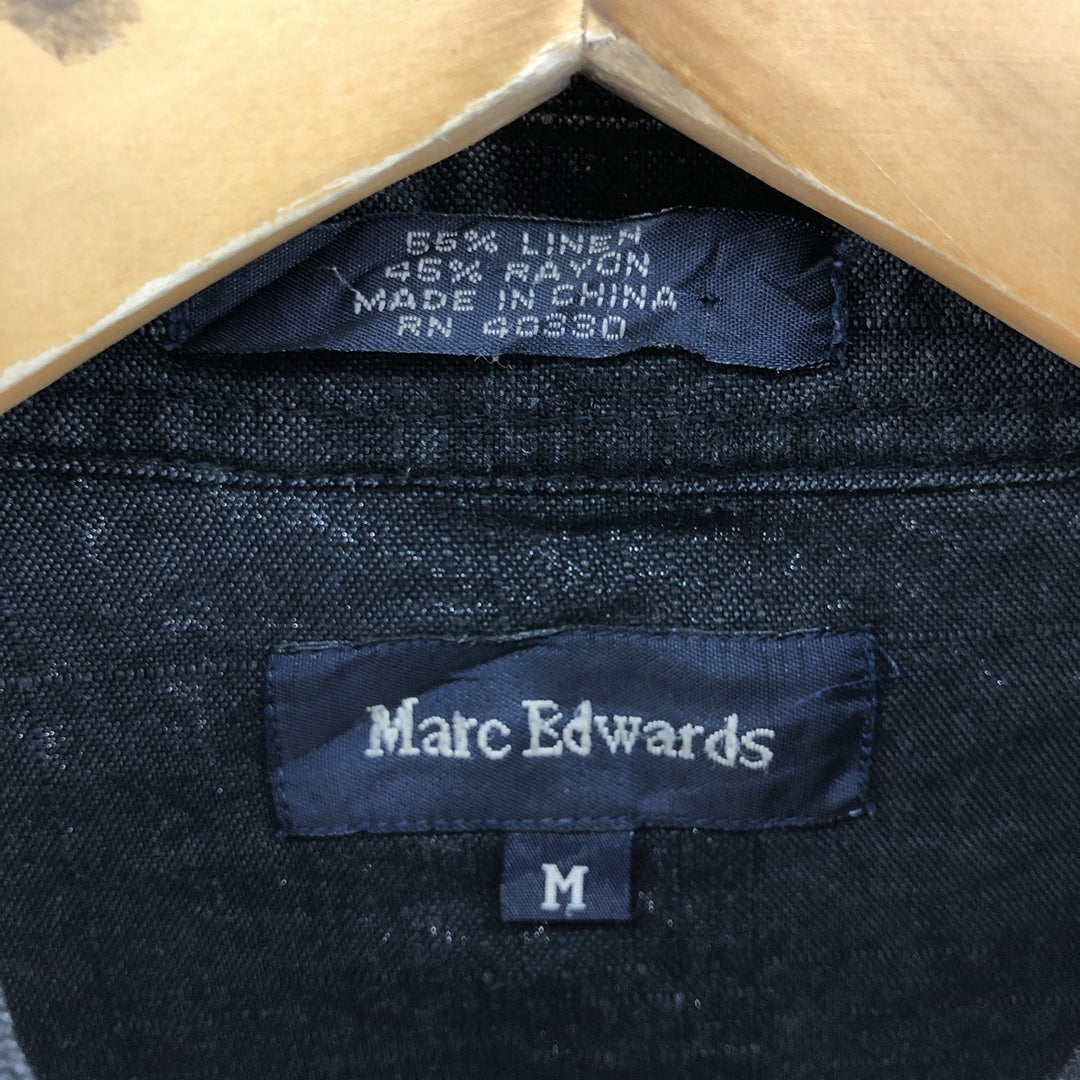 MARC EDWARDS Short Sleeve Linen Shirt, Box Shirt, Men's M Size linen black type Vintage Second Hand