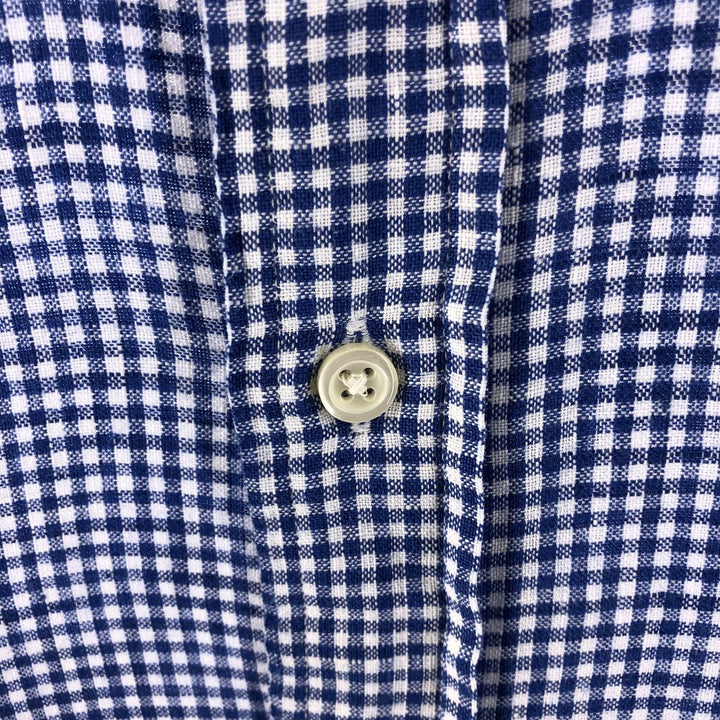 Ralph Lauren Gingham Check Short Sleeve Linen Button Down Shirt Men's M linen blue type Vintage Second Hand