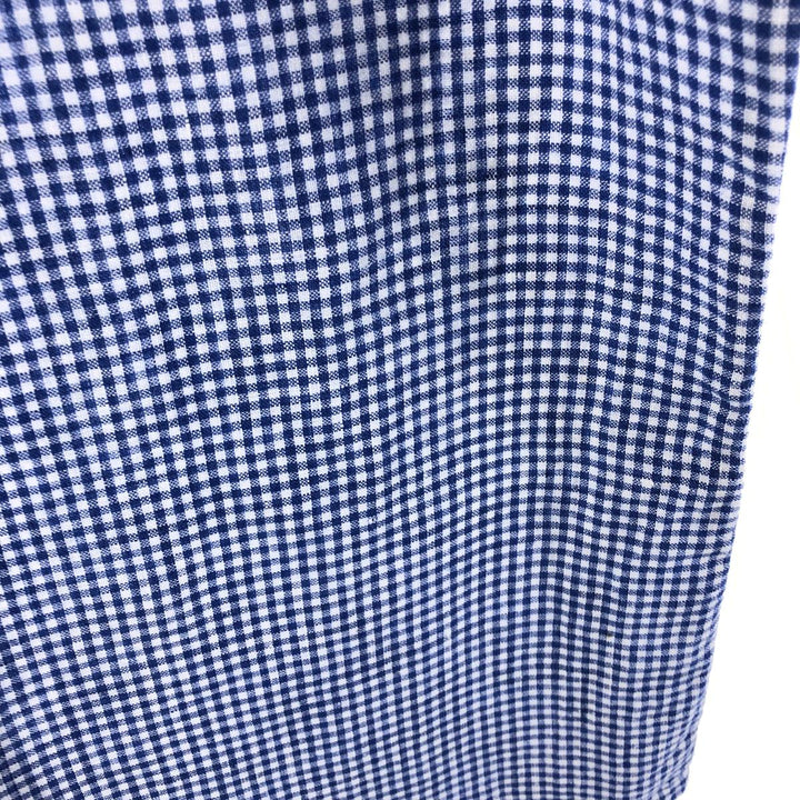 Ralph Lauren Gingham Check Short Sleeve Linen Button Down Shirt Men's M linen blue type Vintage Second Hand