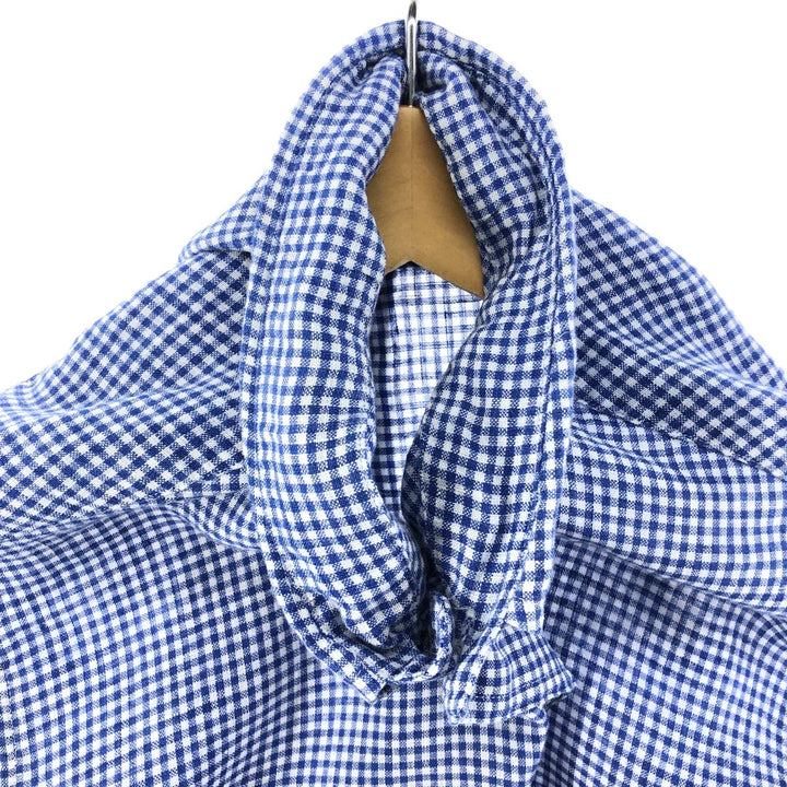 Ralph Lauren Gingham Check Short Sleeve Linen Button Down Shirt Men's M linen blue type Vintage Second Hand