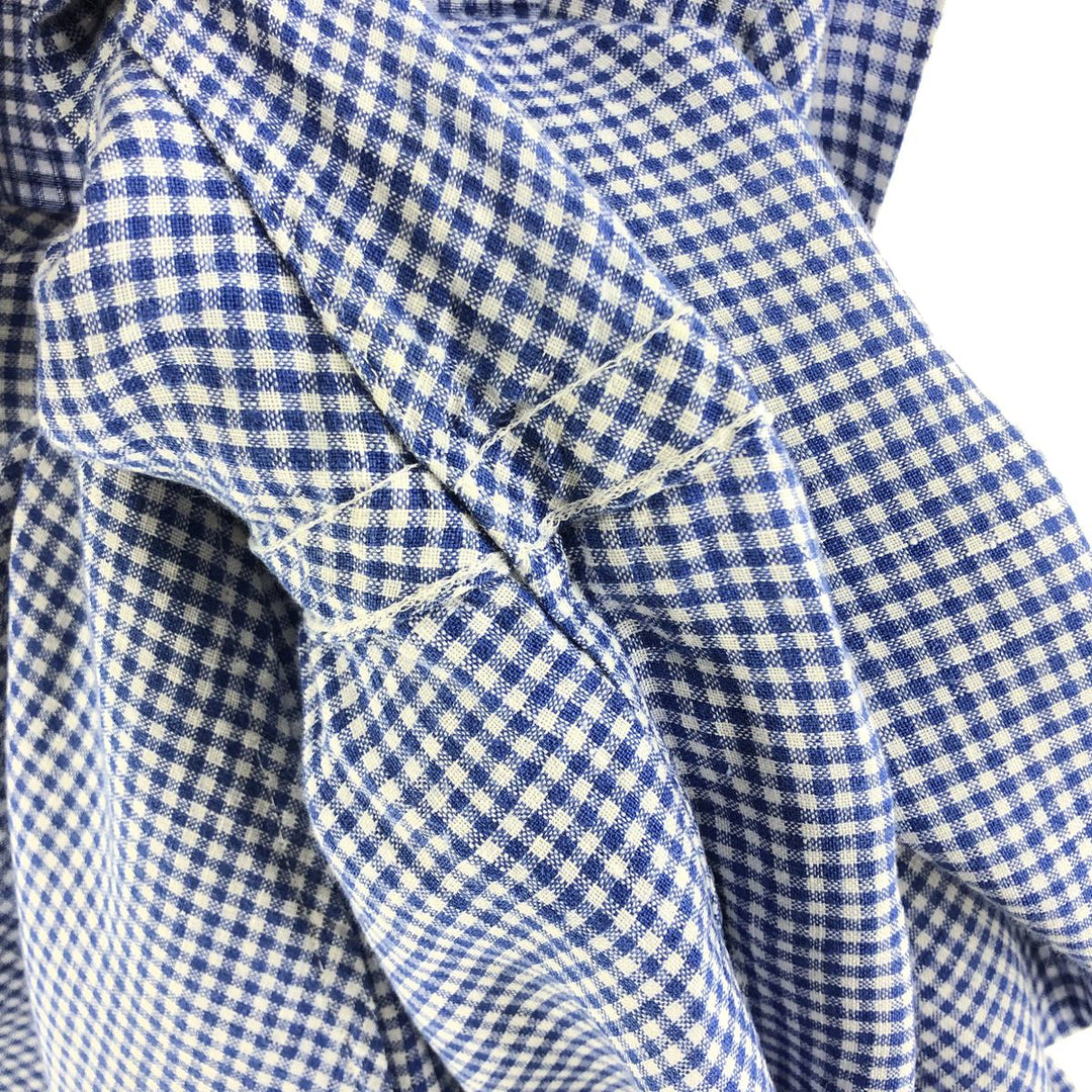 Ralph Lauren Gingham Check Short Sleeve Linen Button Down Shirt Men's M linen blue type Vintage Second Hand