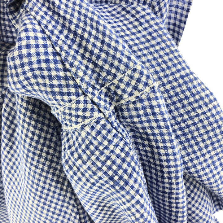 Ralph Lauren Gingham Check Short Sleeve Linen Button Down Shirt Men's M linen blue type Vintage Second Hand