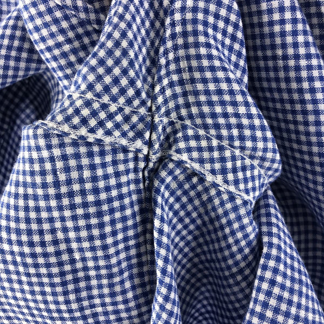 Ralph Lauren Gingham Check Short Sleeve Linen Button Down Shirt Men's M linen blue type Vintage Second Hand