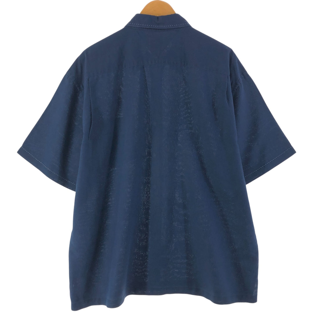Tommy Hilfiger short sleeve linen shirt, box shirt, men's XL size linen navy blue type Vintage Second Hand