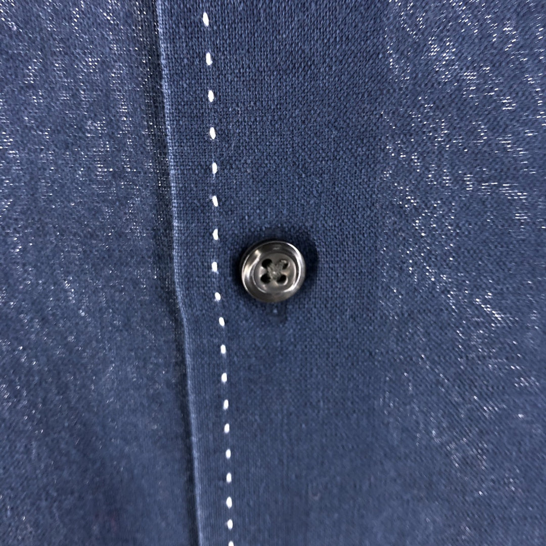 Tommy Hilfiger short sleeve linen shirt, box shirt, men's XL size linen navy blue type Vintage Second Hand