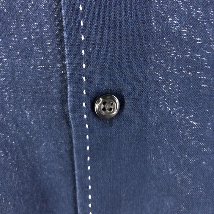 Tommy Hilfiger short sleeve linen shirt, box shirt, men's XL size linen navy blue type Vintage Second Hand